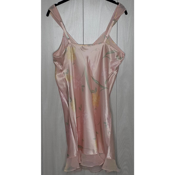 Vintage Intimate Essentials Floral Chemise Hem Ruffle Adjustable Straps Size M - Picture 3 of 5